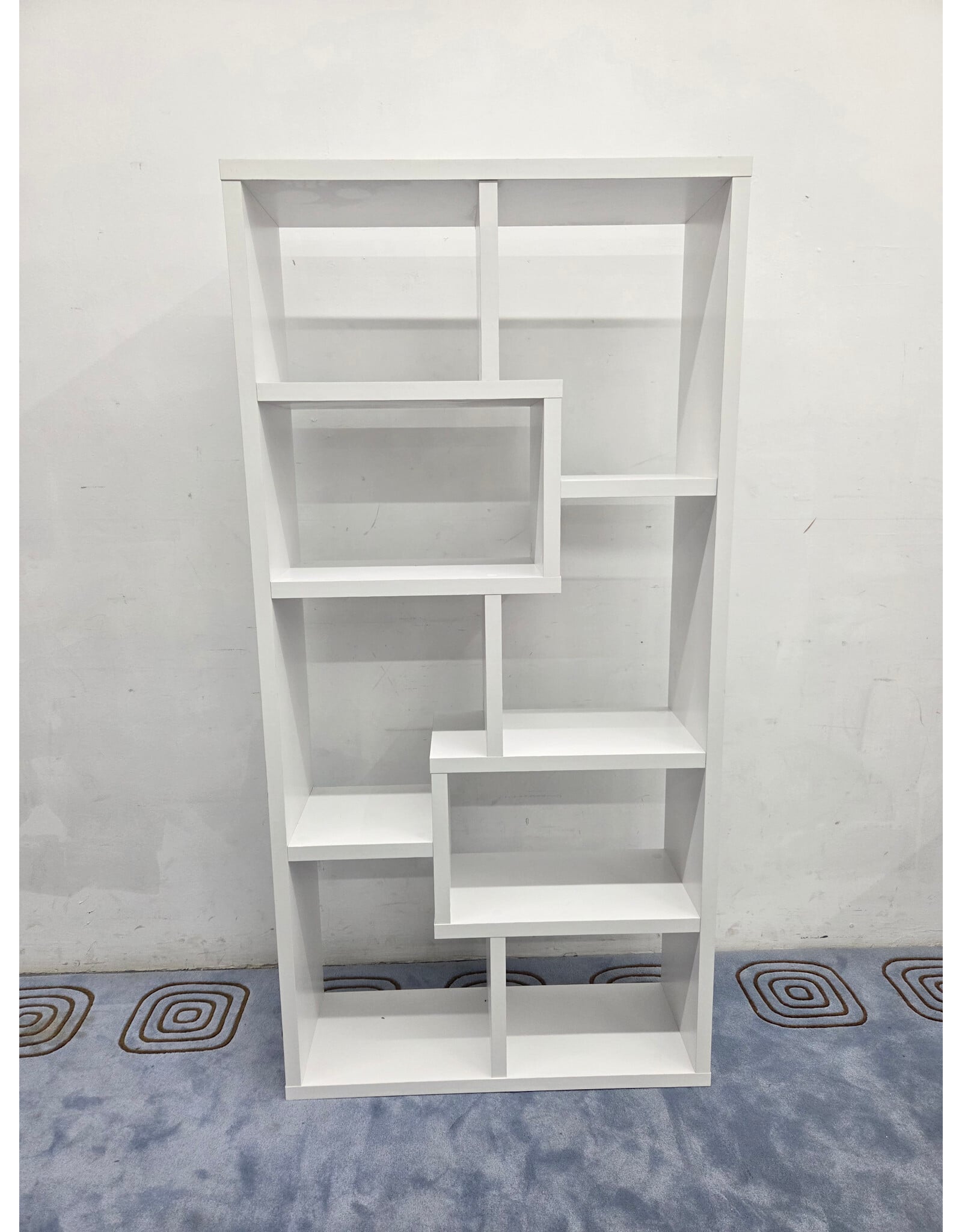 White Geometric Multi-Level Display Shelf