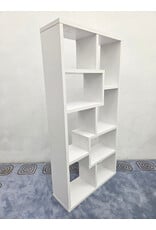 White Geometric Multi-Level Display Shelf