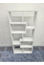 White Geometric Multi-Level Display Shelf