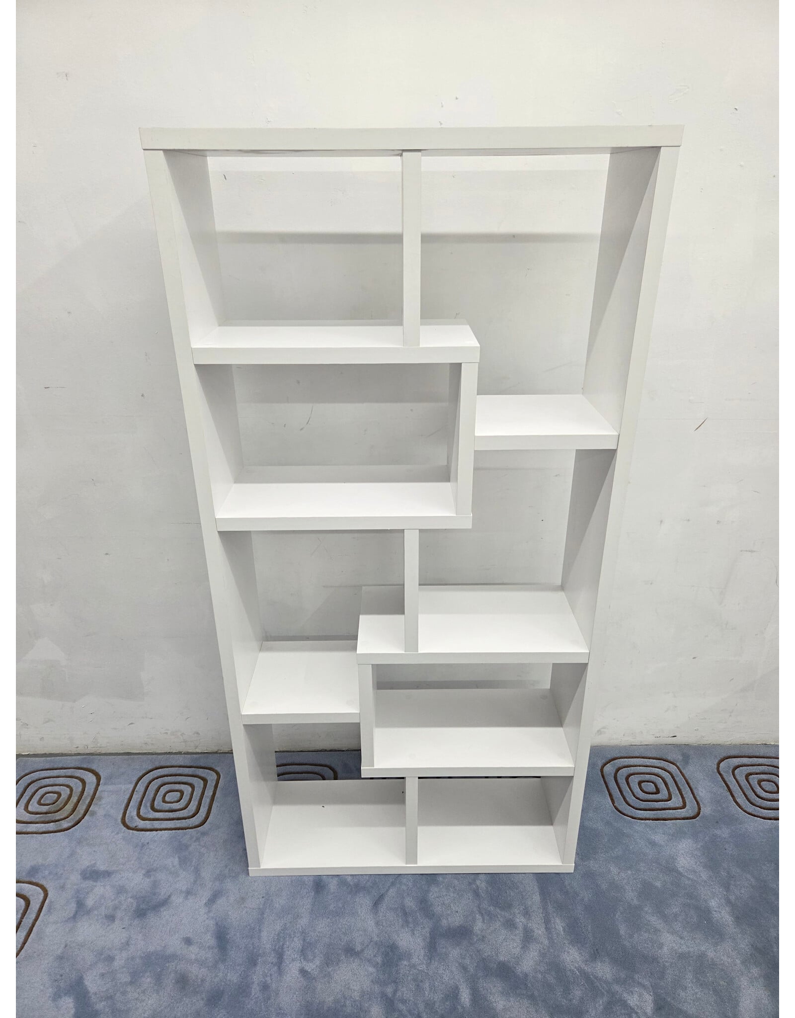 White Geometric Multi-Level Display Shelf