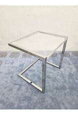 Custom Chrome Cantilever Base with Lucite Display Top Desk/Accent Table
