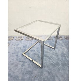 Custom Chrome Cantilever Base with Lucite Display Top Desk/Accent Table