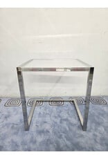 Custom Chrome Cantilever Base with Lucite Display Top Desk/Accent Table