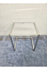 Custom Chrome Cantilever Base with Lucite Display Top Desk/Accent Table