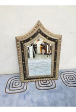 Indian Nickel Silver and Wire Inlay Beveled Hanging Mirror