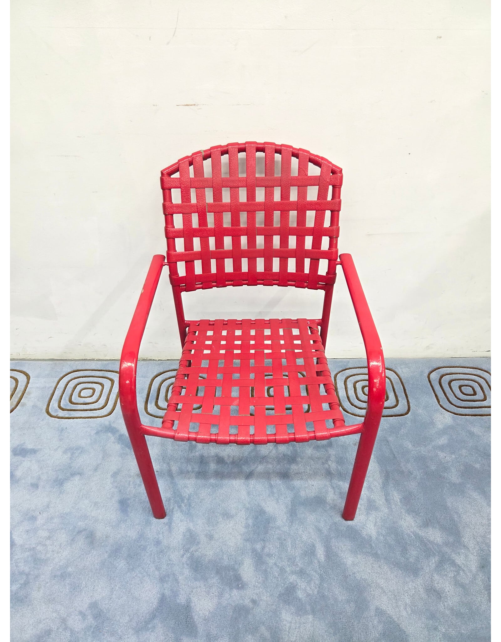 Red Woven Vinyl Outdoor Armchair
