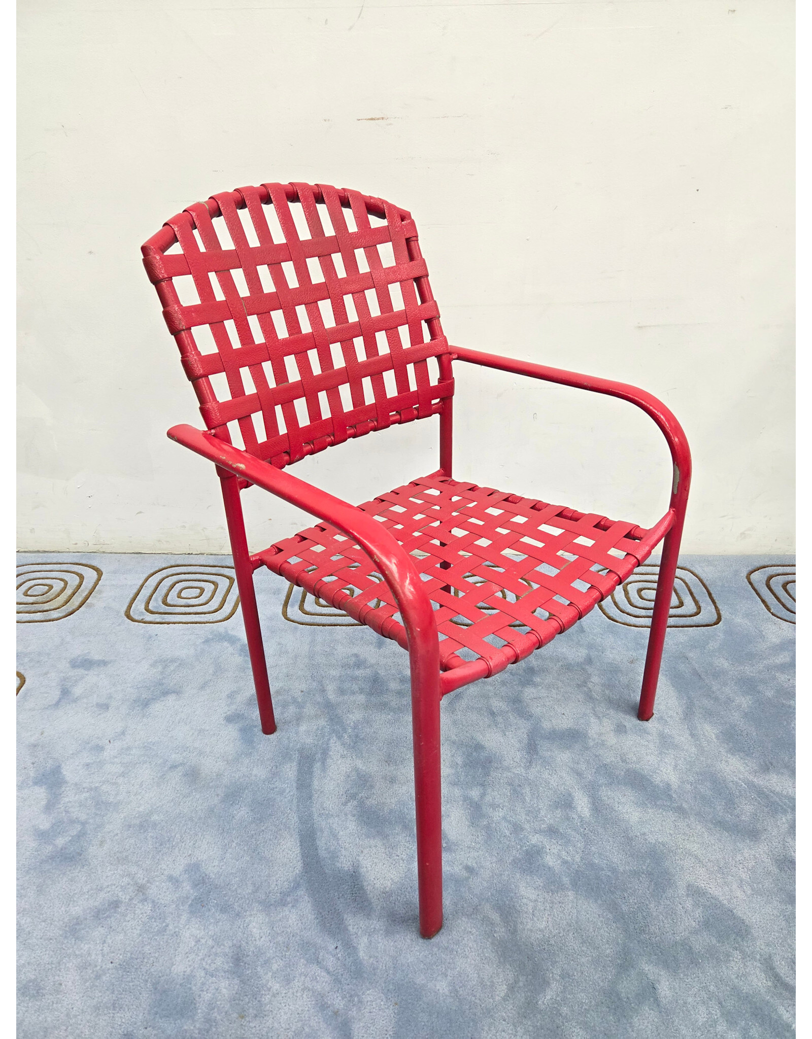 Red Woven Vinyl Outdoor Armchair