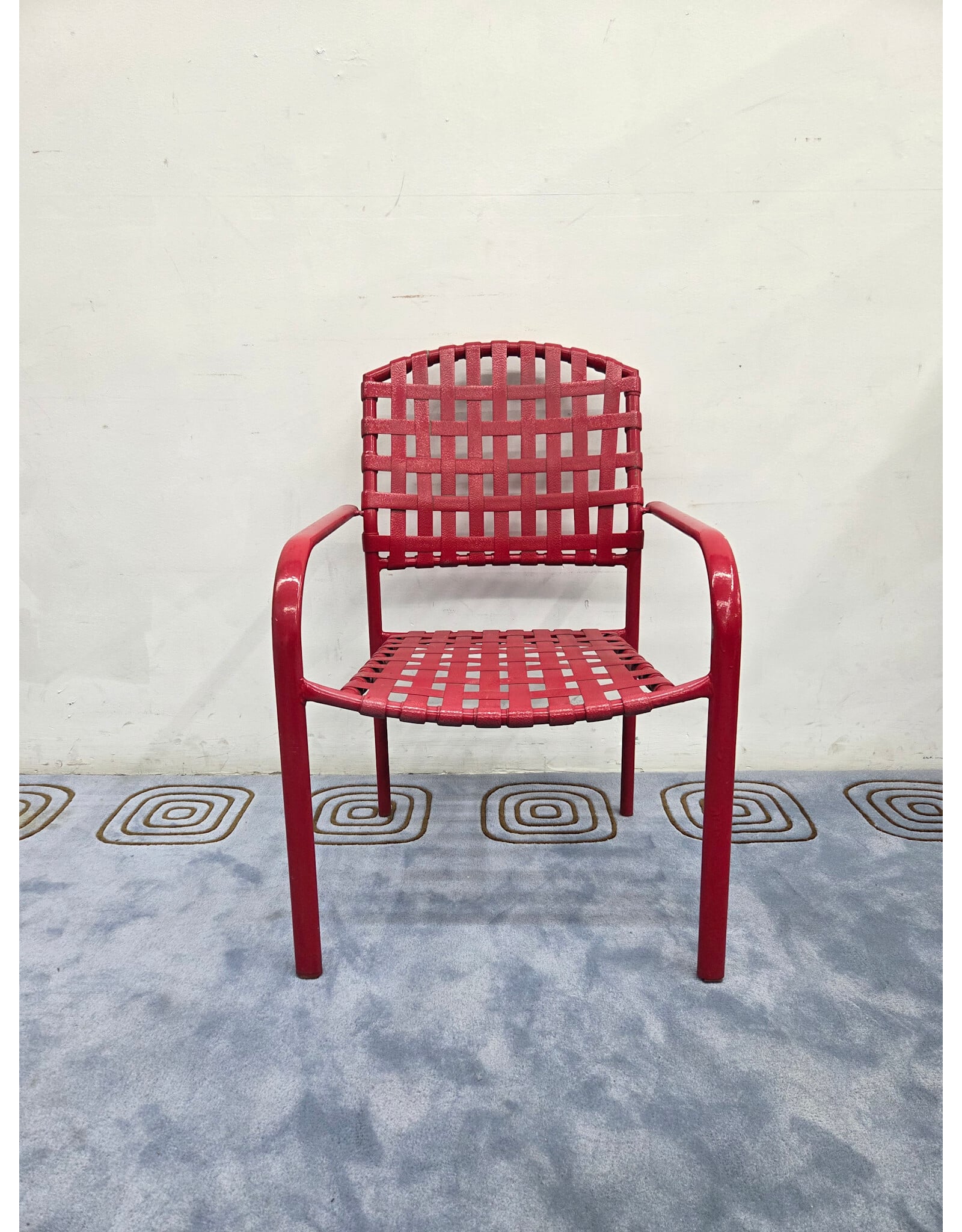 Red Woven Vinyl Outdoor Armchair