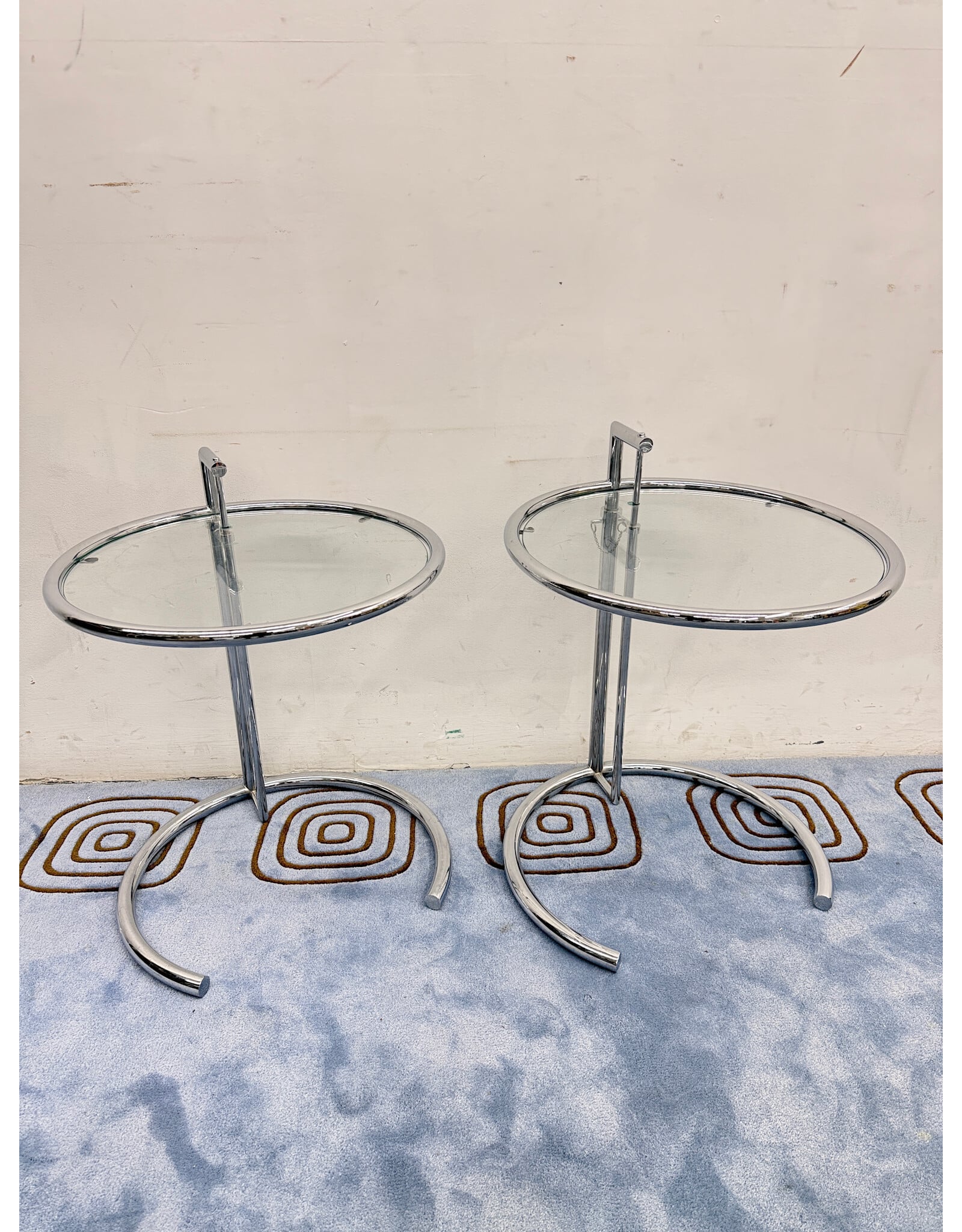 Chrome & Glass Eileen Gray Style Side Table