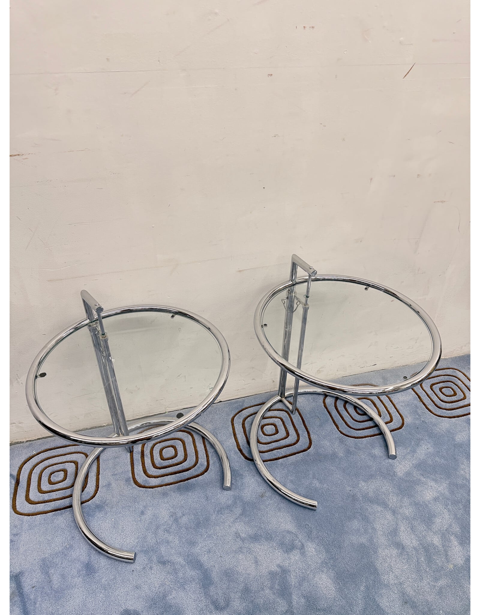 Chrome & Glass Eileen Gray Style Side Table
