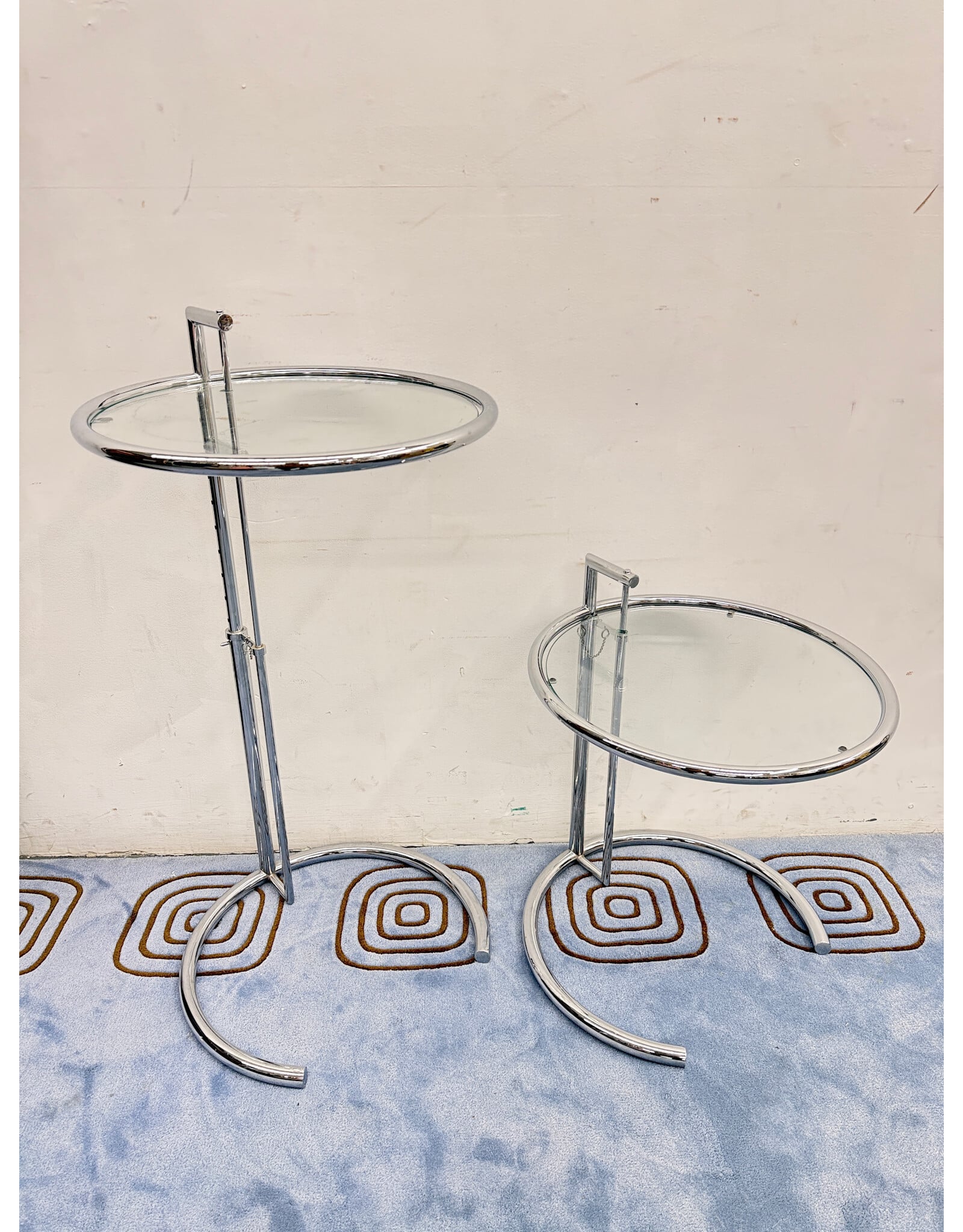 Chrome & Glass Eileen Gray Style Side Table