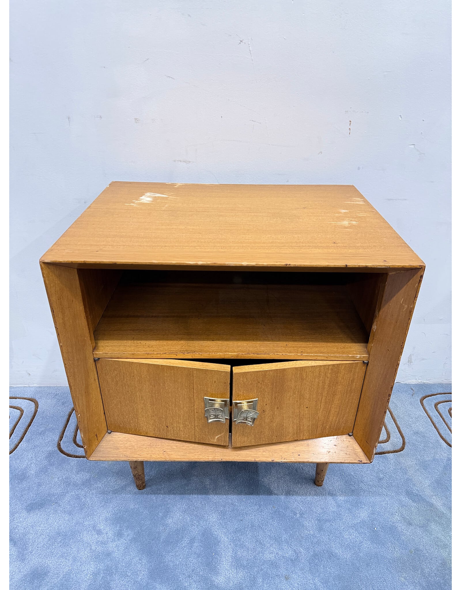 Paul Frankl Style Mid-Century Modern Wood Nightstand