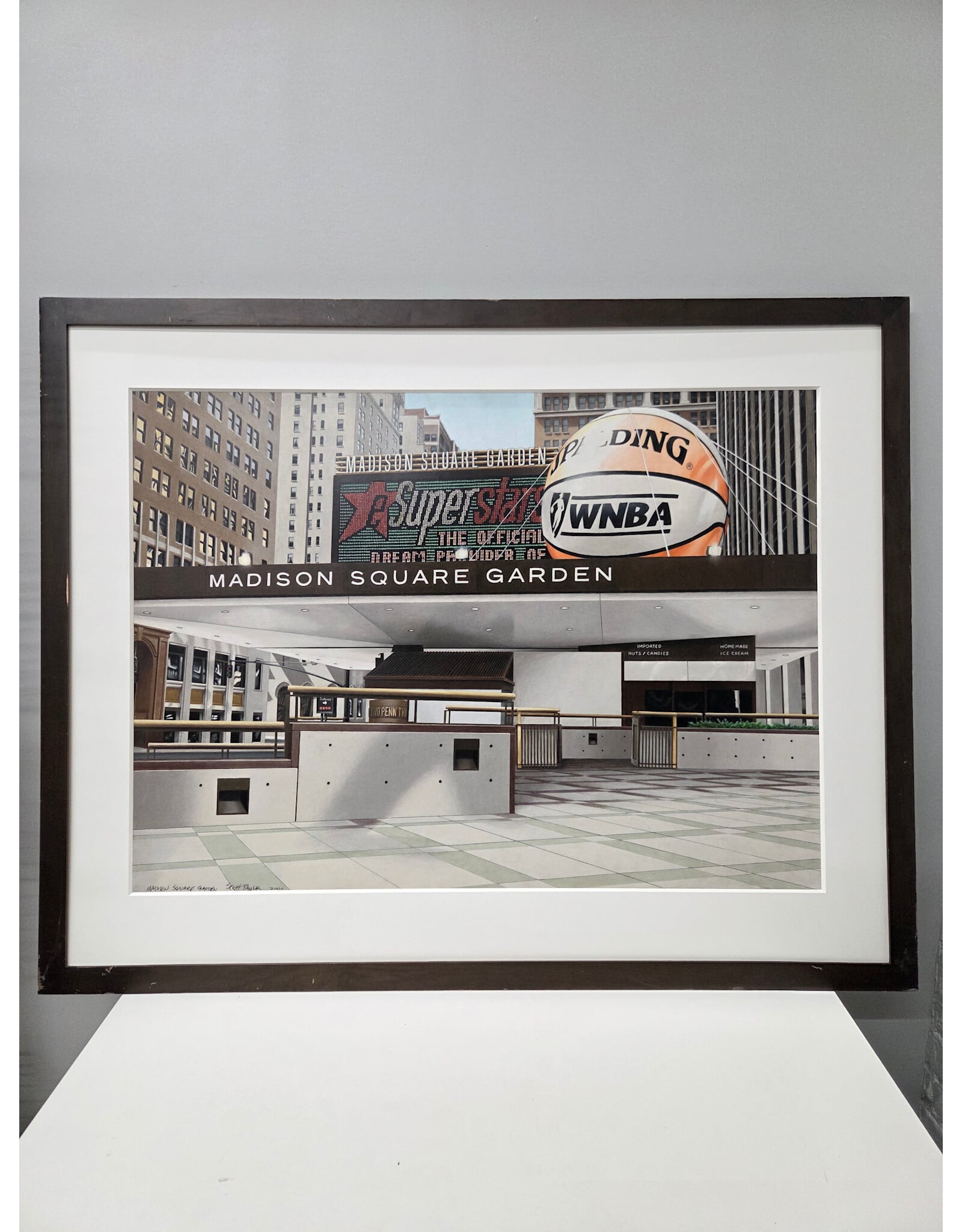 Madison Square Garden, Mixed Media Drawing, Signed Scott Paulk