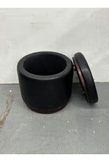 Pleather and Wood Storage Ottoman