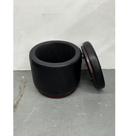 Pleather and Wood Storage Ottoman
