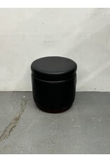 Pleather and Wood Storage Ottoman