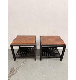 Modern Rectangular Wood Side Table with Underneath Storage