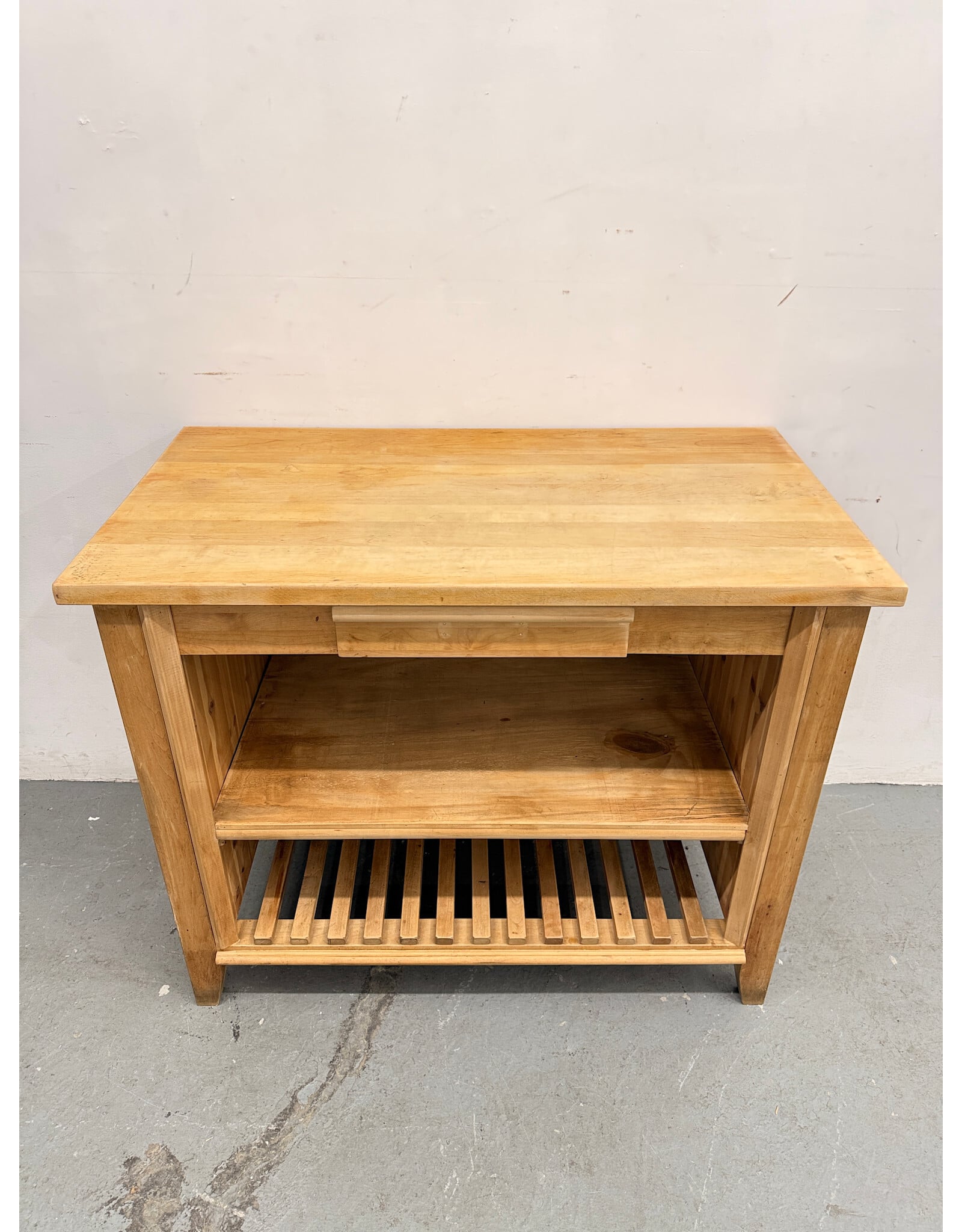 Modern Handcrafted Solid Wood Kitchen Island in a Natural Finish