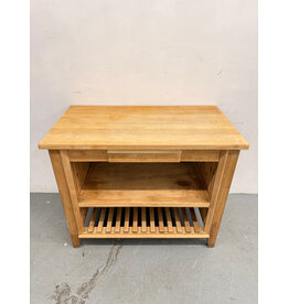 Modern Handcrafted Solid Wood Kitchen Island in a Natural Finish
