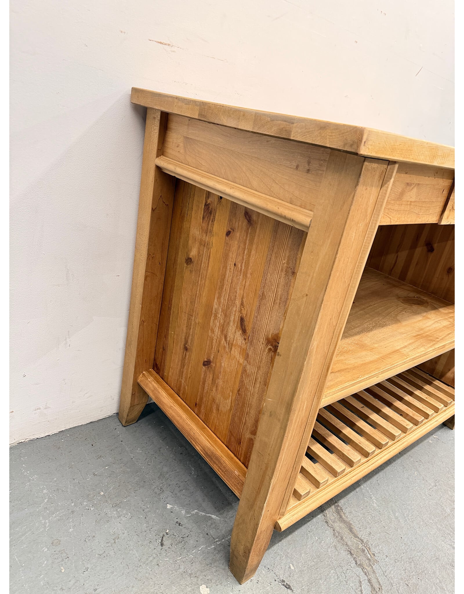 Modern Handcrafted Solid Wood Kitchen Island in a Natural Finish