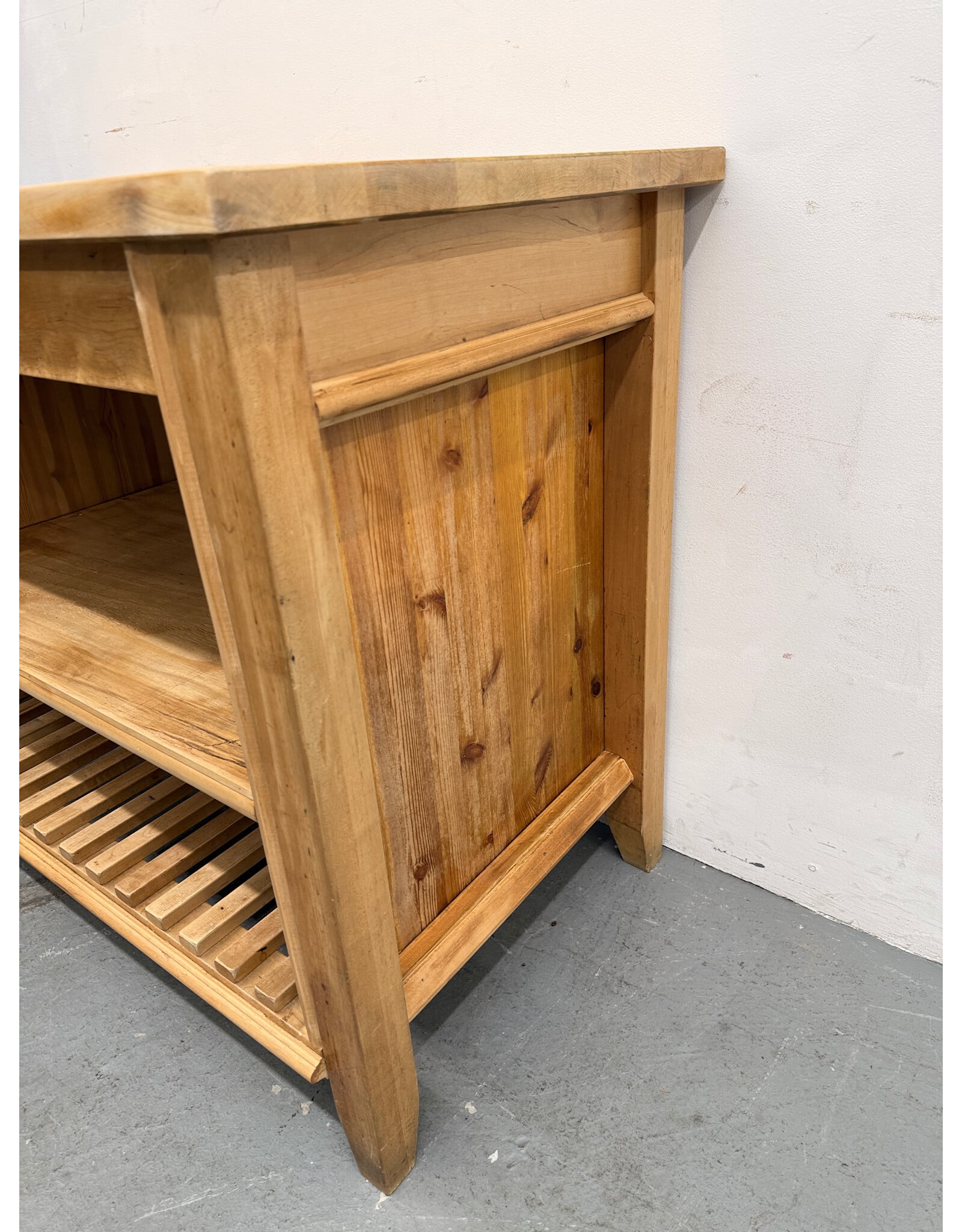 Modern Handcrafted Solid Wood Kitchen Island in a Natural Finish