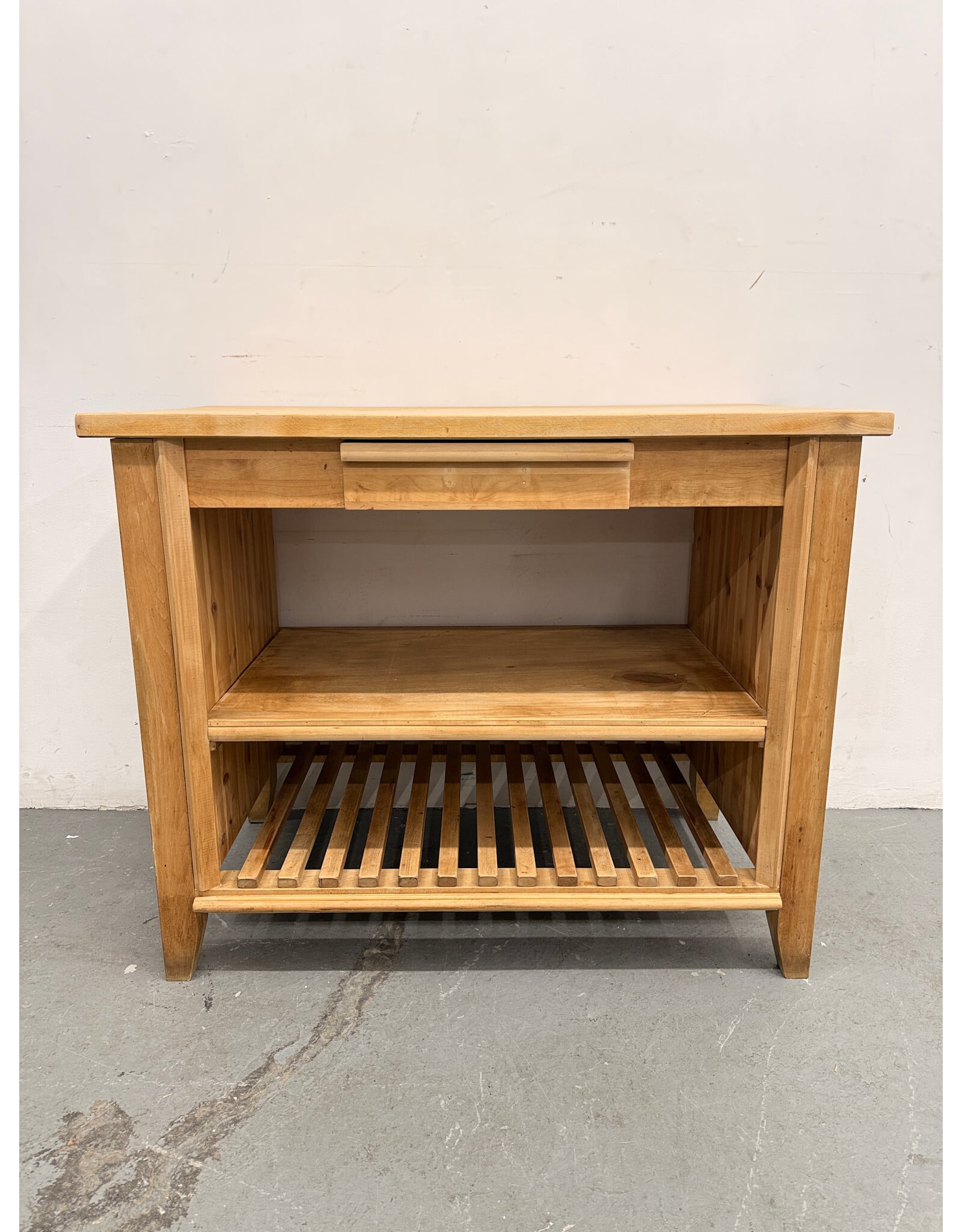 Modern Handcrafted Solid Wood Kitchen Island in a Natural Finish