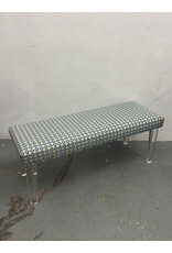 BRB Boomerang Upholstered Bench with Acrylic Legs