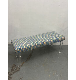 BRB Boomerang Upholstered Bench with Acrylic Legs