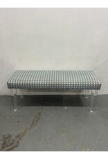 BRB Boomerang Upholstered Bench with Acrylic Legs