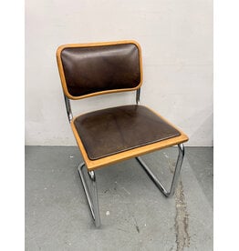 Marcel Breuer Style Cesca Chair, Chrome Frame & Leather Upholstery