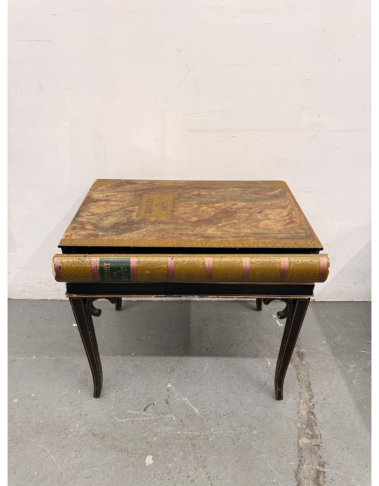 Vintage Regency Style Side Table design oversized leather-bound book