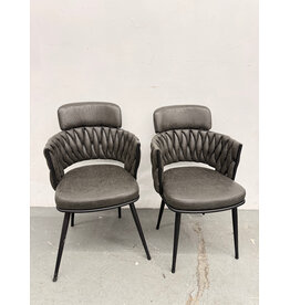 Modern Gray Faux Leather Dining Chair