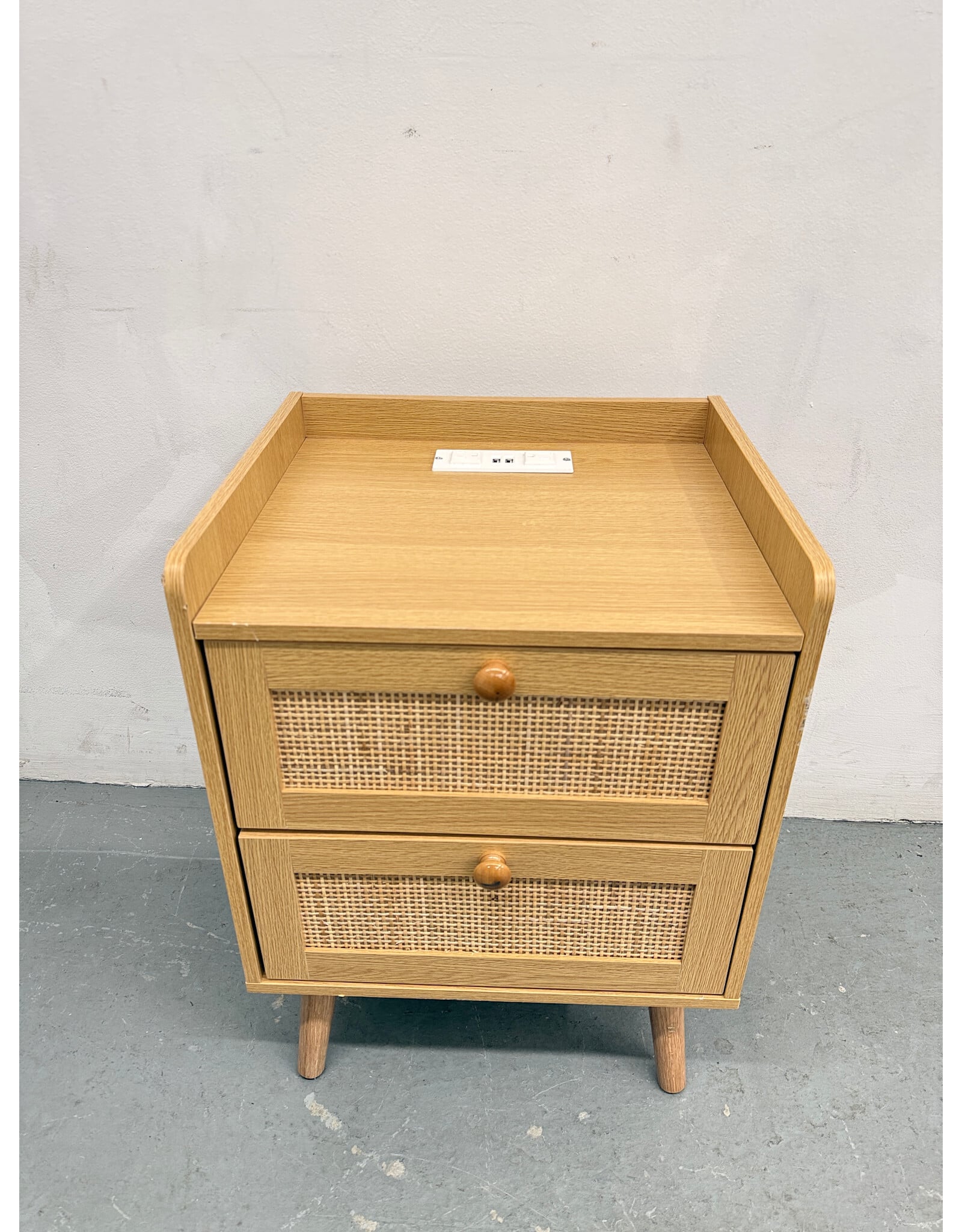 Boho Style 2-Drawer Wood Nighstand