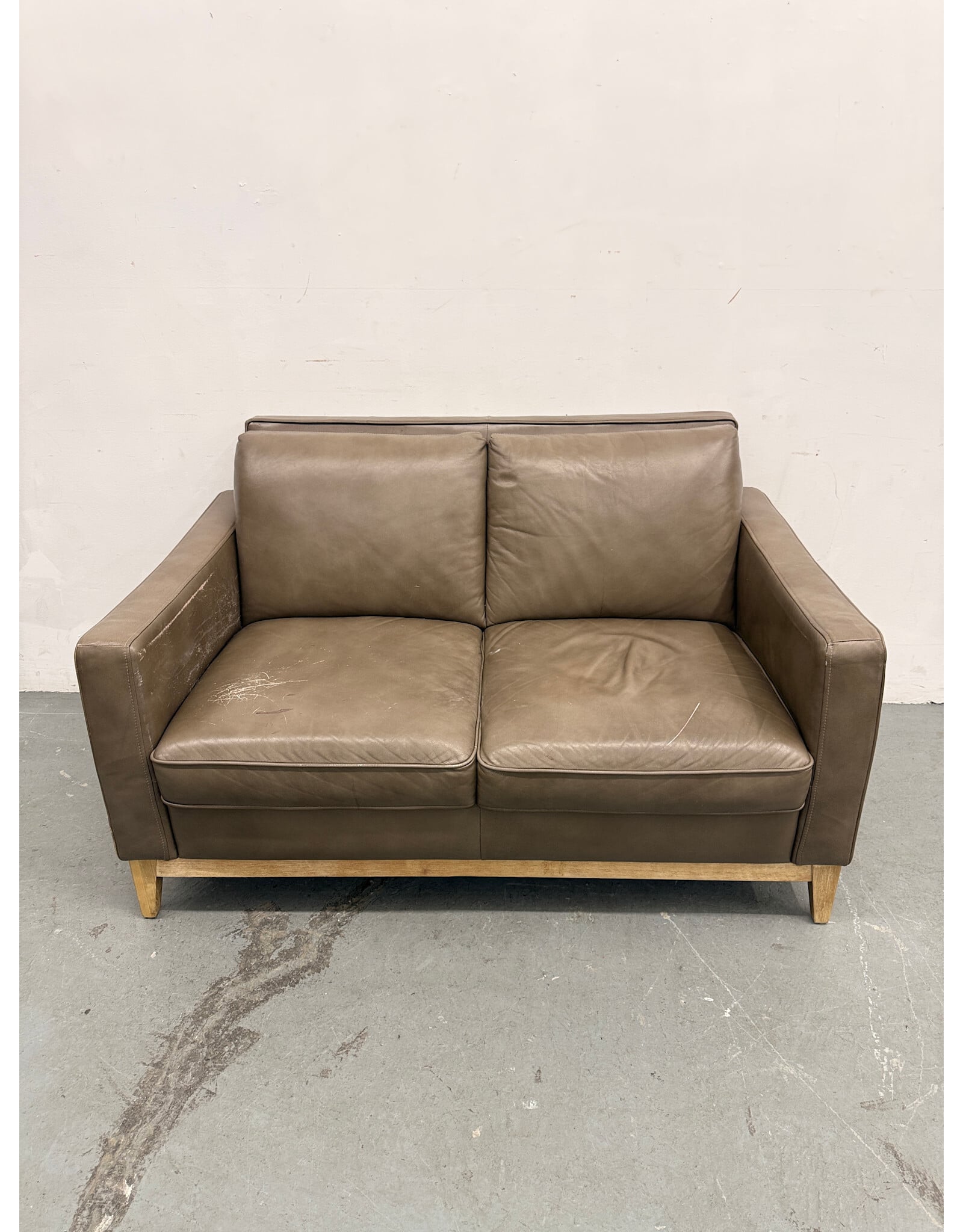 Brown Leather Loveseat