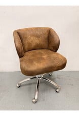 Pottery Barn Teen Wingback Swivel Desk Chair in faux leather caramel.