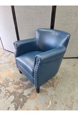 Blue Leather Nailhead Club Chair