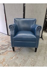 Blue Leather Nailhead Club Chair