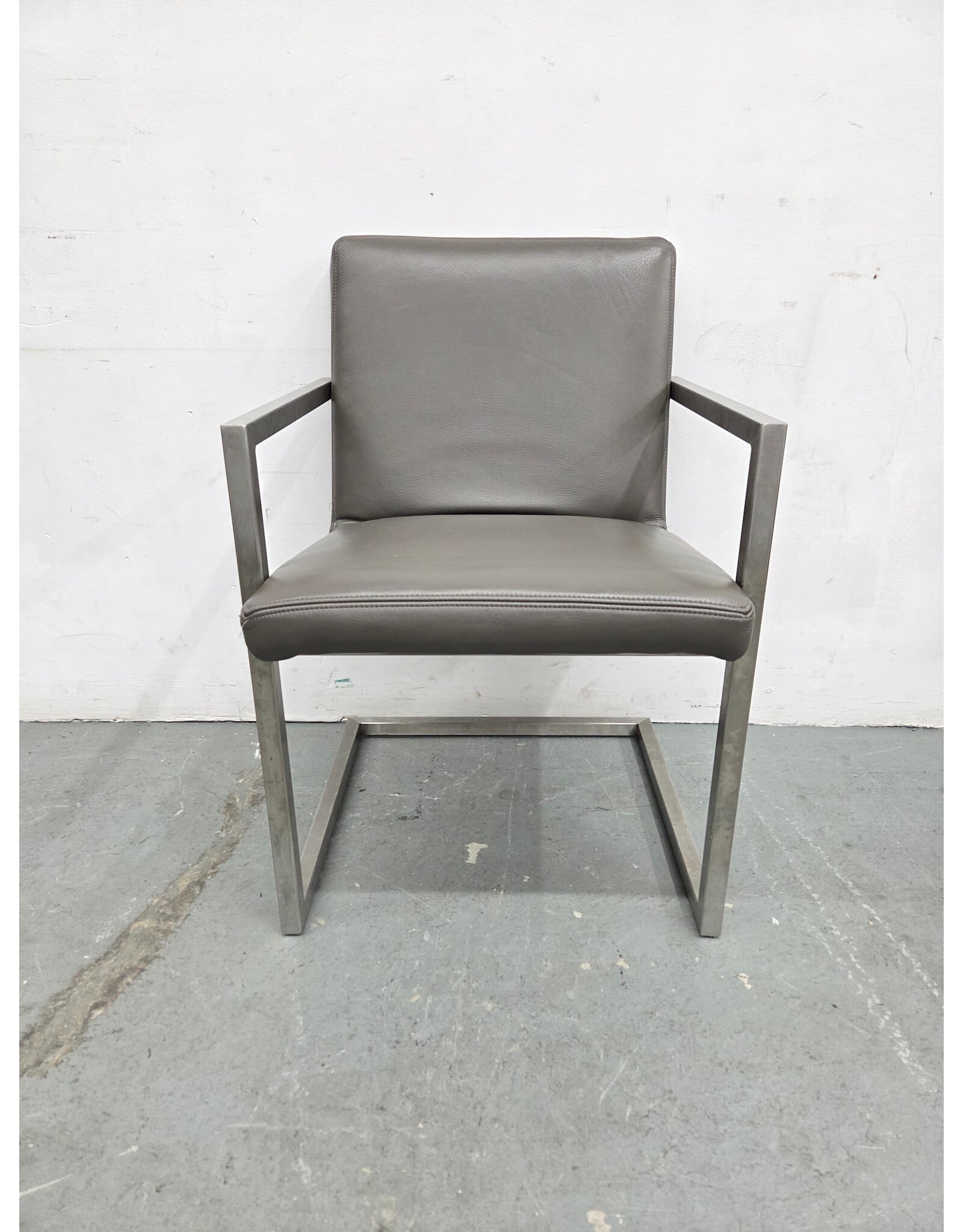 McCreary Modern Urbino Smoke Leather with Chrome Base Armchair