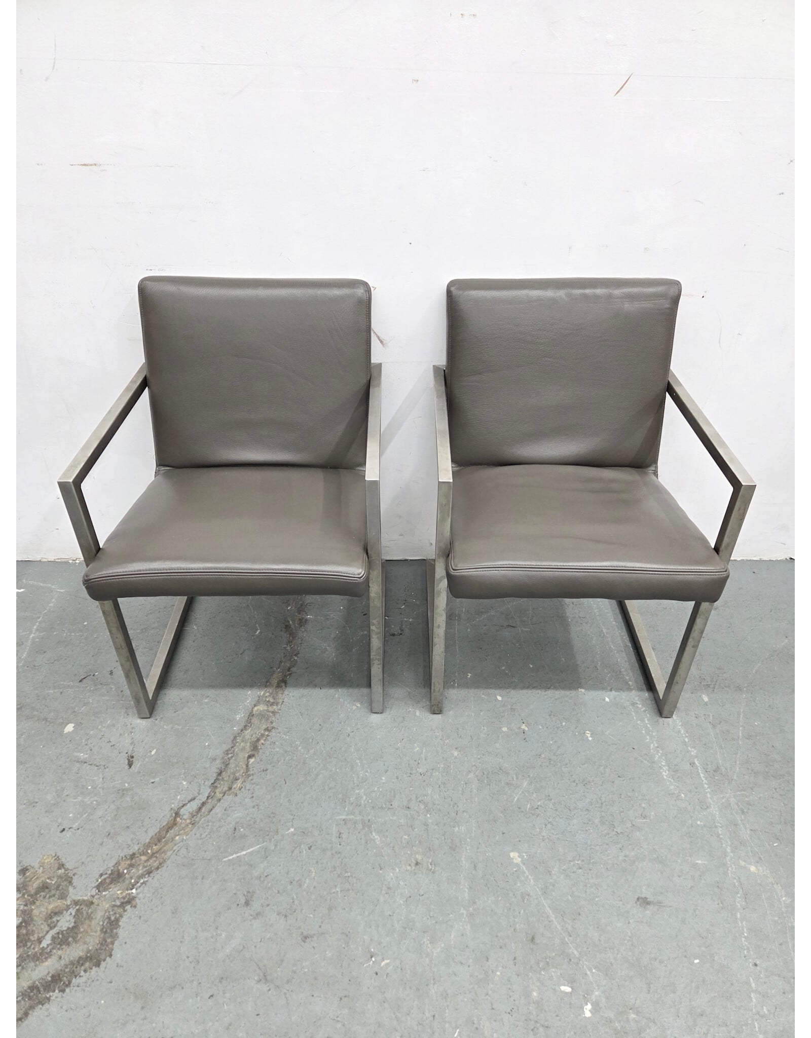 McCreary Modern Urbino Smoke Leather with Chrome Base Armchair