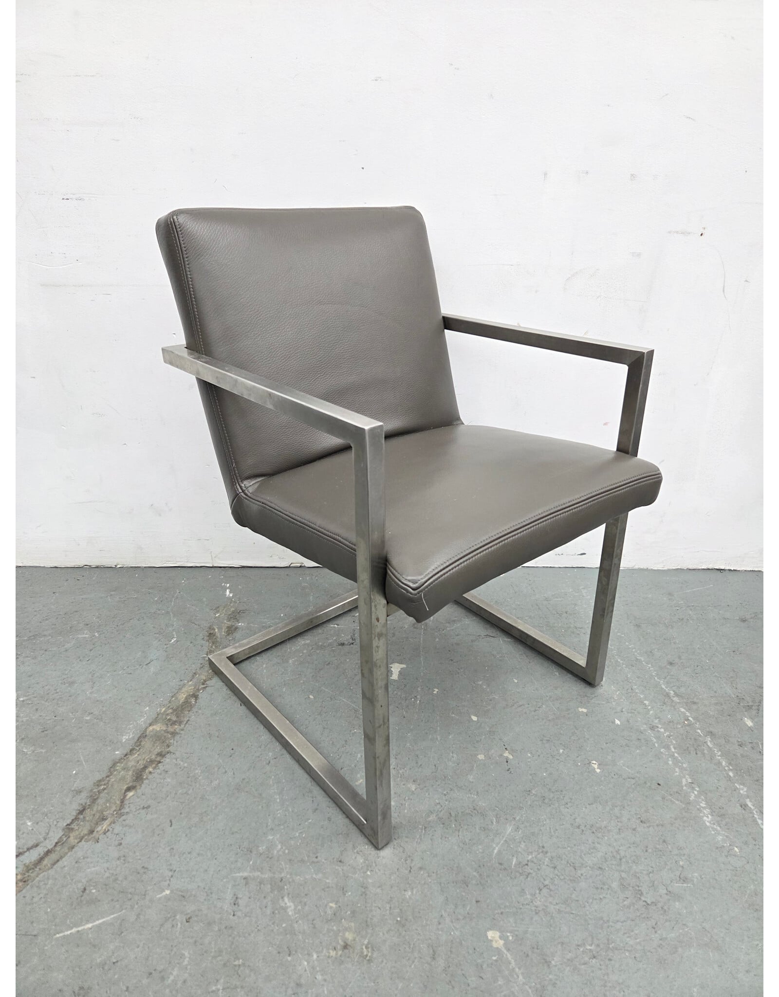 McCreary Modern Urbino Smoke Leather with Chrome Base Armchair