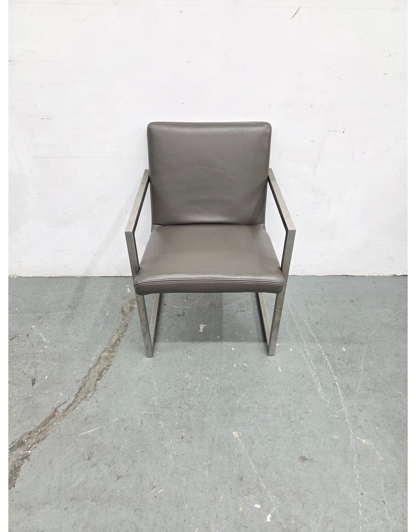 McCreary Modern Urbino Smoke Leather with Chrome Base Armchair