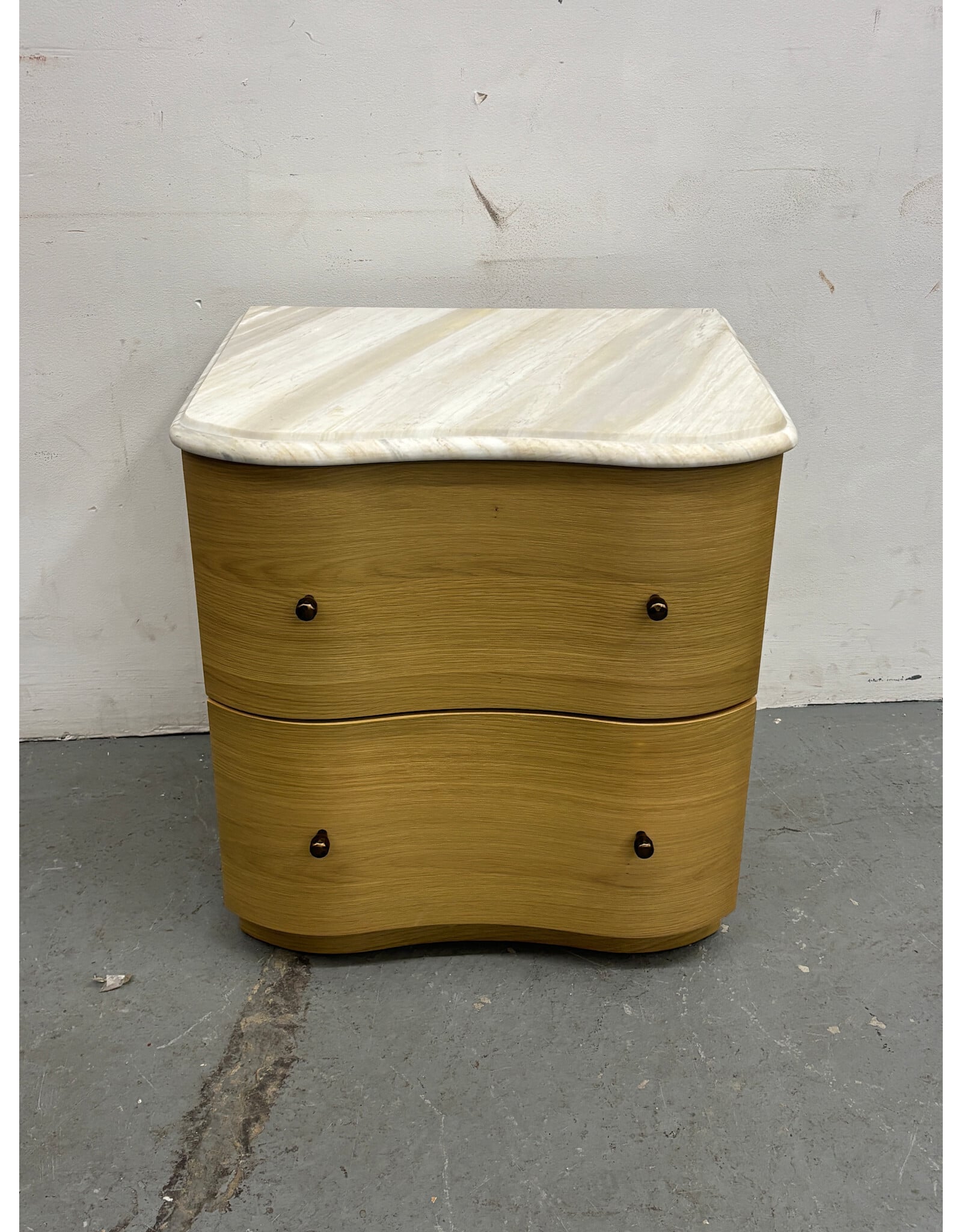 Crate & Barrel Marble White Oak Wave Nightstand