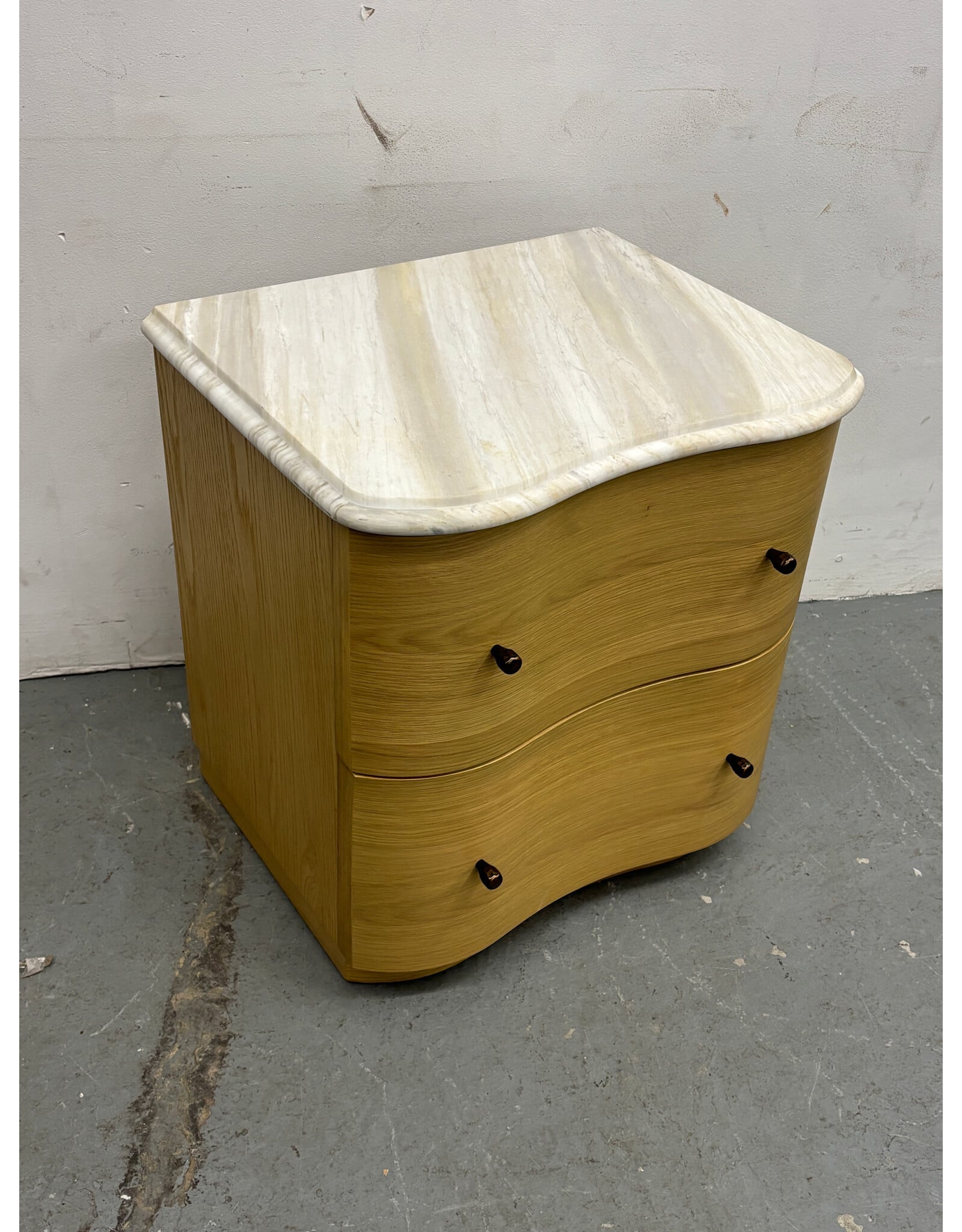 Crate & Barrel Marble White Oak Wave Nightstand