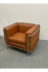 Chrome & Brown Leather Armchair