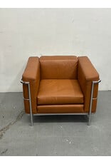 Chrome & Brown Leather Armchair