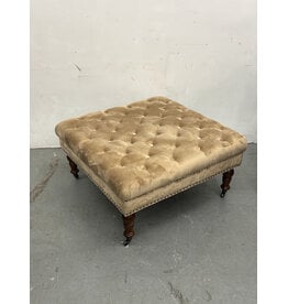 I Wheelie Like S'mores Beige Tufted Rolling Ottoman