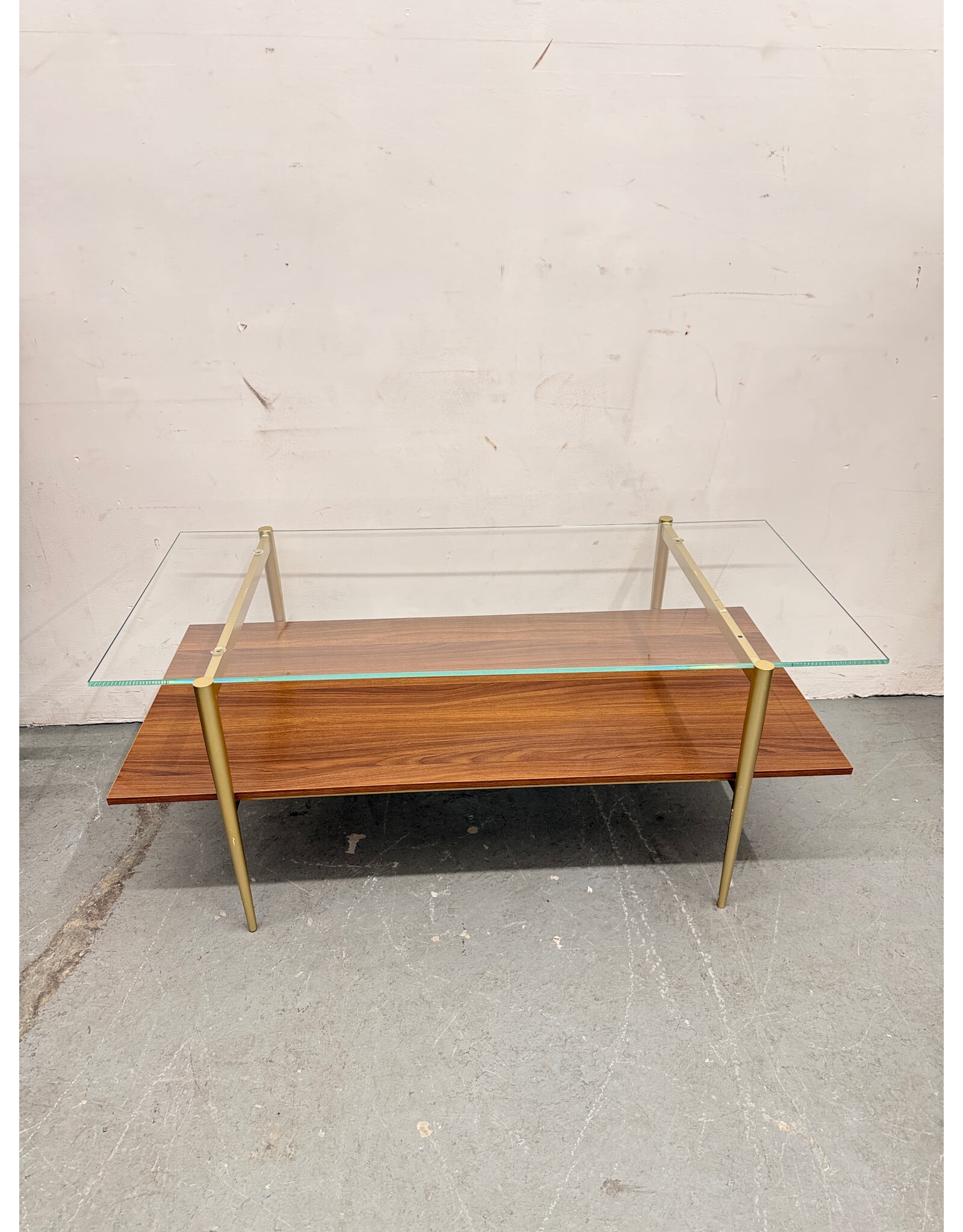 West Elm Glass and Walnut Coffee Table