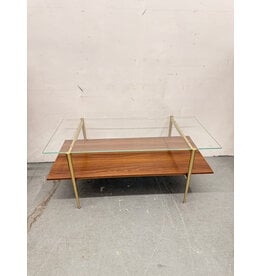 West Elm Glass and Walnut Coffee Table