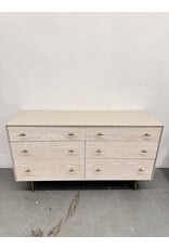 West Elm Modernist 6-Drawer Dresser in a Winter Wood and Flax finish.