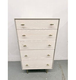West Elm Modernist Wood & Lacquer 5-Drawer Dresser in a winter wood finish.